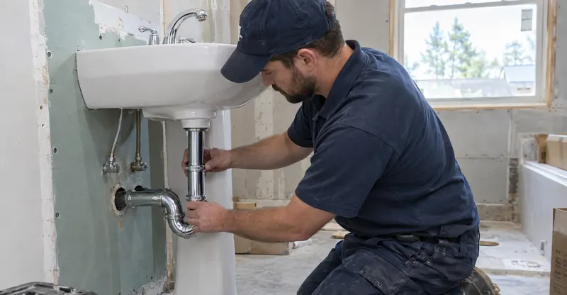 Remplacement lavabo – Pose de sanitaires à Vinassan, illustration